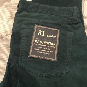 NWT j crew emerald green cords. Straight leg